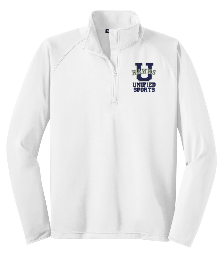 UHS Urbana Hawks UNIFIED SPORTS Half Zip Performance Stretch Sport Wick Polyester Spandex Pullover Many Colors Available SZ S-3XL WHITE