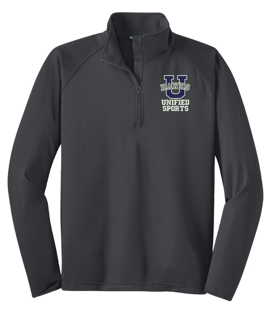 UHS Urbana Hawks UNIFIED SPORTS Half Zip Performance Stretch Sport Wick Polyester Spandex Pullover Many Colors Available SZ S-3XL CHARCOAL GREY