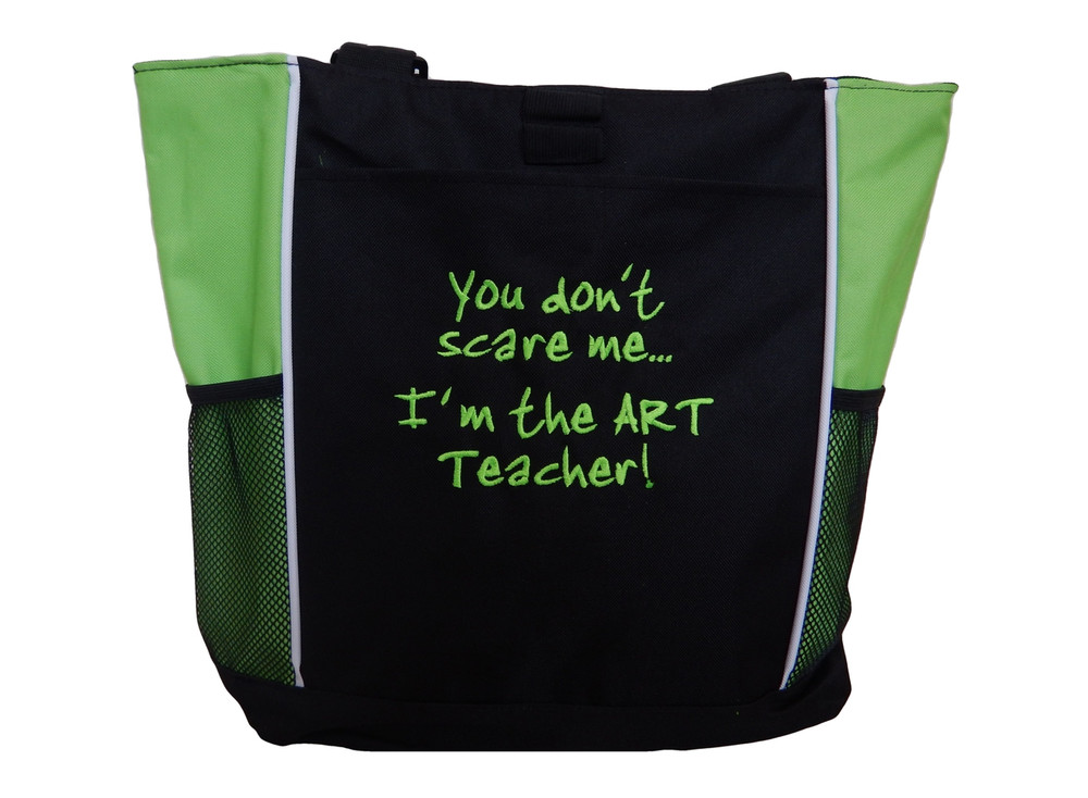 Artist Painting You Don't Scare Me I'm the Art TeacherTote Bag LIME Font Style JENKINS