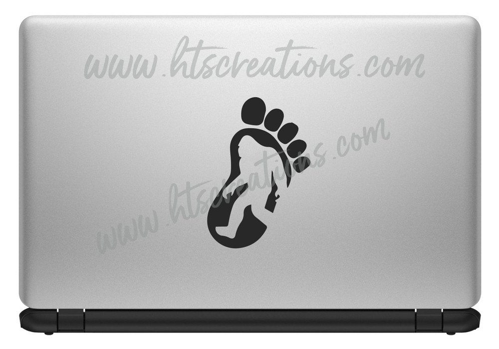 Big Foot Yeti Sasquatch Footprint Right Foot Adventure Hiking Hunting Vinyl Decal Laptop Car Mirror Truck Mirror