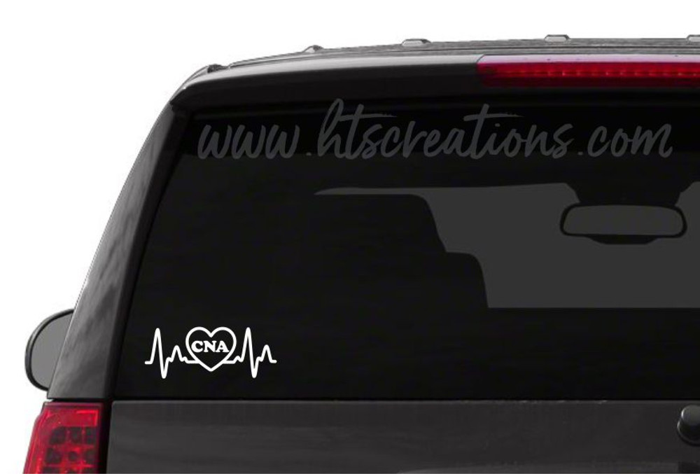 Nurse Heart EKG CNA Electrocardiogram Cardiogram Ardiogram ECG Nursing Vinyl Decal Laptop Car Door Mirror Truck Glass WHITE