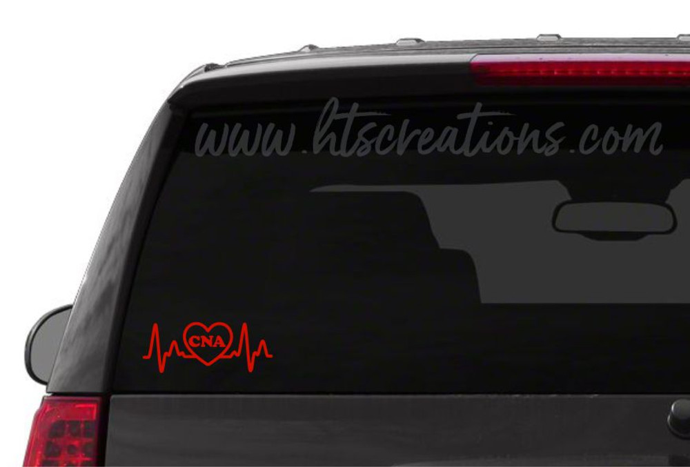 Nurse Heart EKG CNA Electrocardiogram Cardiogram Ardiogram ECG Nursing Vinyl Decal Laptop Car Door Mirror Truck Glass RED