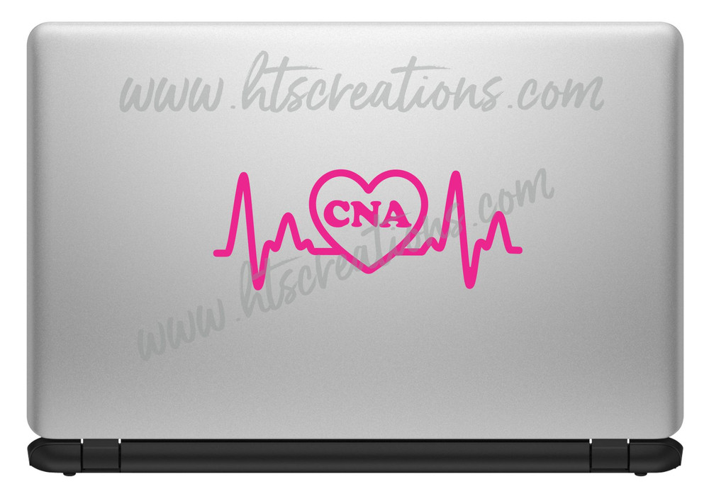 Nurse Heart EKG CNA Electrocardiogram Cardiogram Ardiogram ECG Nursing Vinyl Decal Laptop Car Door Mirror Truck Glass HOT PINK