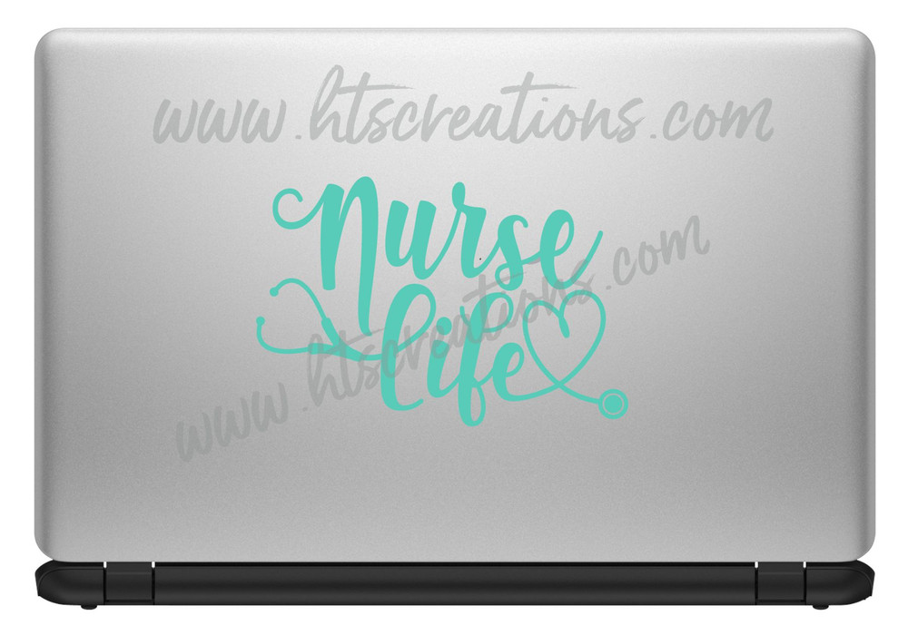 Nurse Life Heart Stethoscope Front Line Medical RN BSN LVN LPN CNA PA MD ER Nursing Vinyl Decal Sticker MINT