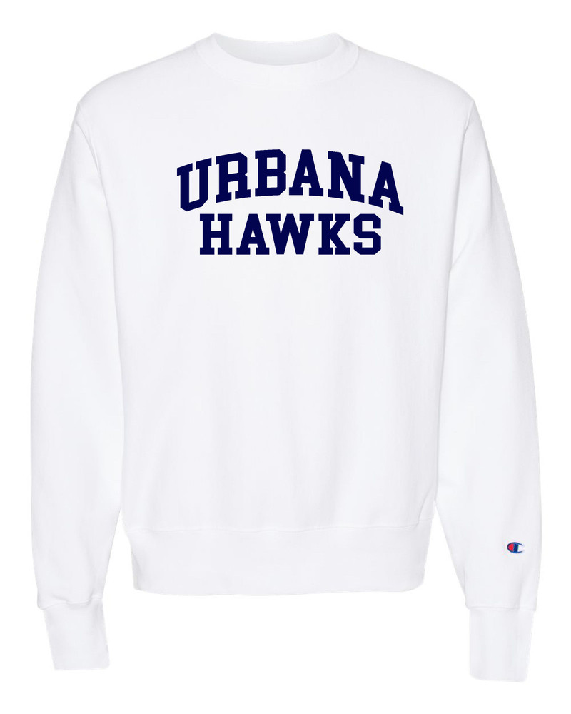 Urbana Hawks Crewneck Cotton Sweatshirt Reverse Weave CHAMPION Many Colors Available Sz S-3XL WHITE