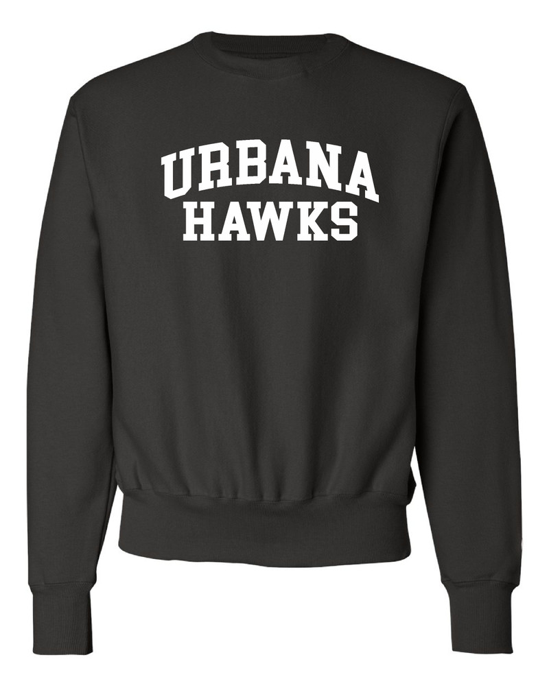 Urbana Hawks Crewneck Cotton Sweatshirt Reverse Weave CHAMPION Many Colors Available Sz S-3XL BLACK