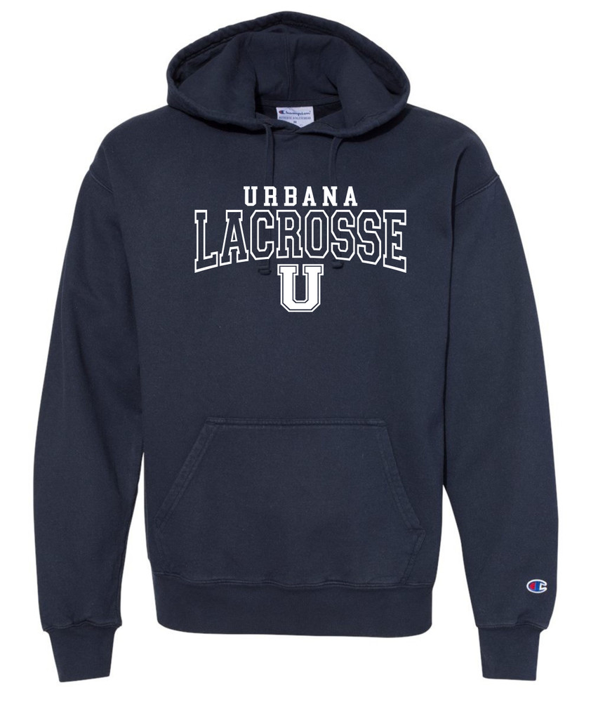 Urbana Hawks LACROSSE Hoodie Garment Dyed Sweatshirt CHAMPION Sz S-3XL NAVY