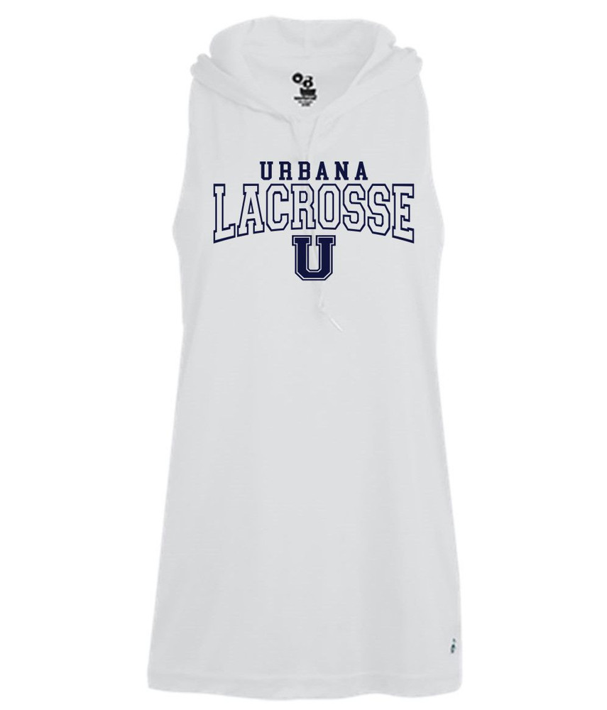 Urbana Hawks LACROSSE T-shirt Performance BADGER B-Core Hooded Sleeveless Racerback Tank Top Many Colors Available LADIES SZ XS-4XL WHITE