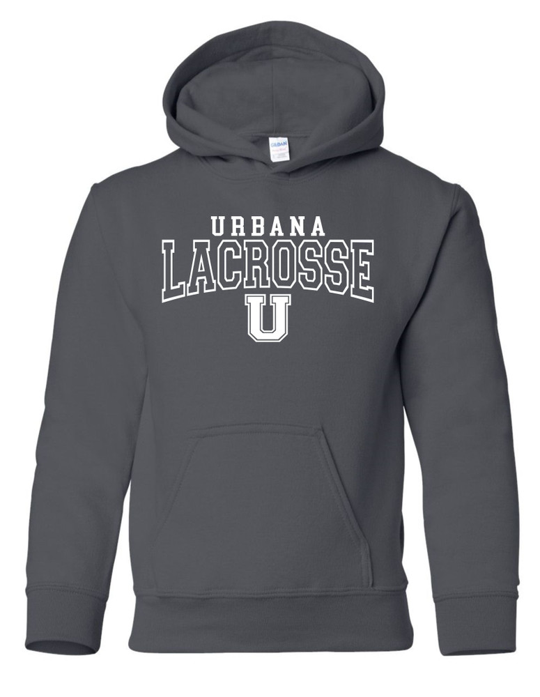 Urbana Hawks LACROSSE Cotton Hoodie Sweatshirt YOUTH Many Colors Available SZ S-XL  CHARCOAL