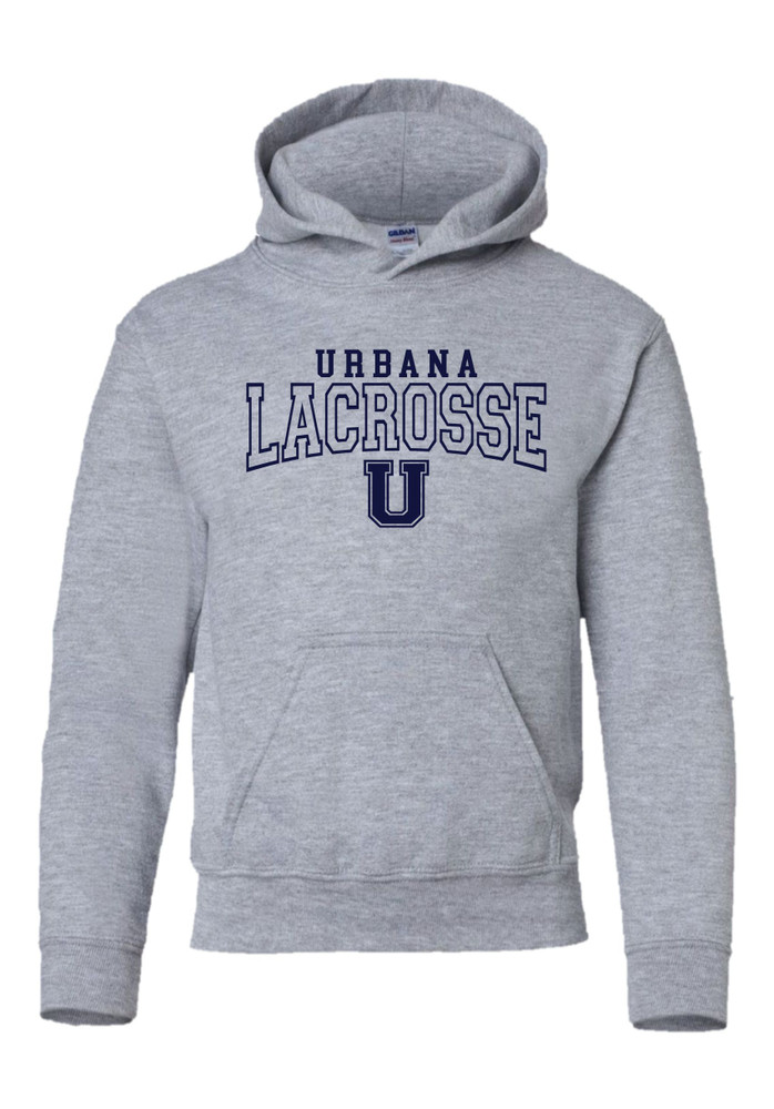 Urbana Hawks LACROSSE Cotton Hoodie Sweatshirt YOUTH Many Colors Available SZ S-XL  SPORTS GREY