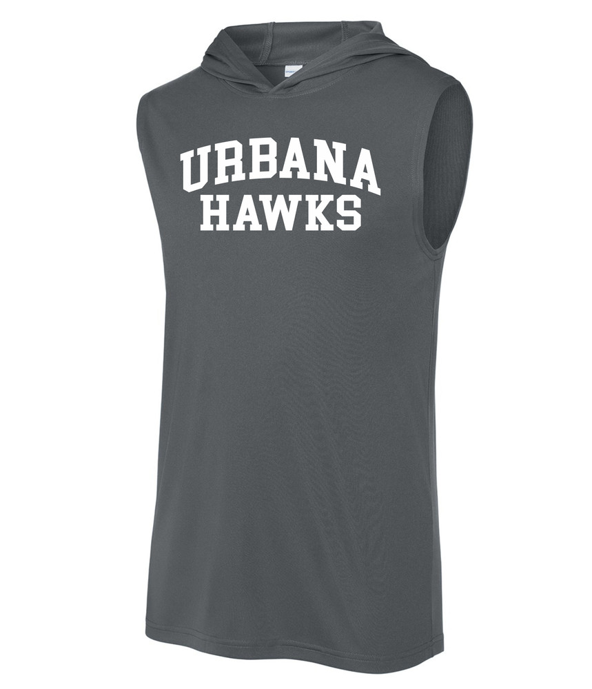 Urbana Hawks LACROSSE Hoodie Performance Sleeveless SPORT TEK T-shirt Many Colors Available  Sz S-2XL IRON GREY