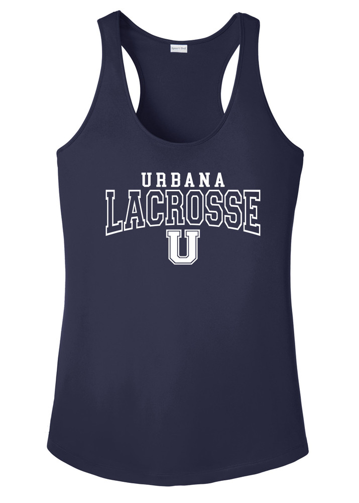 Urbana Hawks LACROSSE Tank Top Performance LADIES Racer Back Sport Tek Polyester Many Colors Available Sz S-4XL NAVY