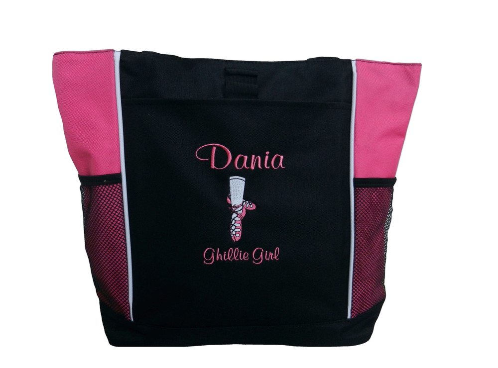Ghillie Shoes Celtic Irish Dance Ireland Reel Princess Girl HOT TROPICAL PINK Zippered Tote Bag Font Style CASUAL SCRIPT