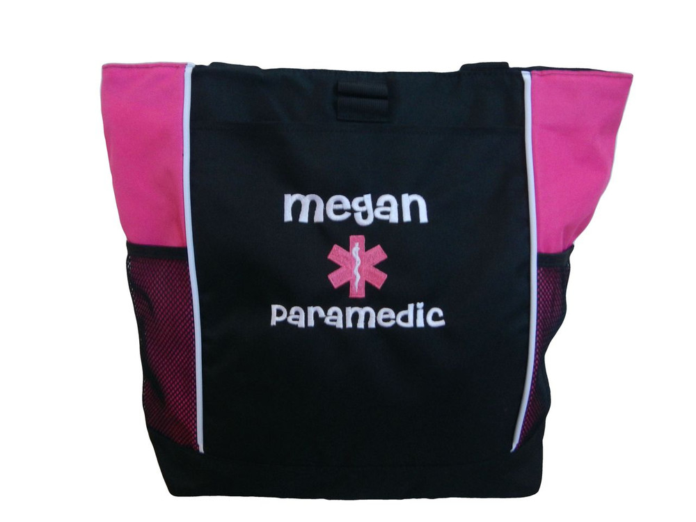 Star of Life HOT PINK Fire Rescue Paramedic EMT EMS MEDIC ER Nurse Emergency 911 Tote Font Style CHERI