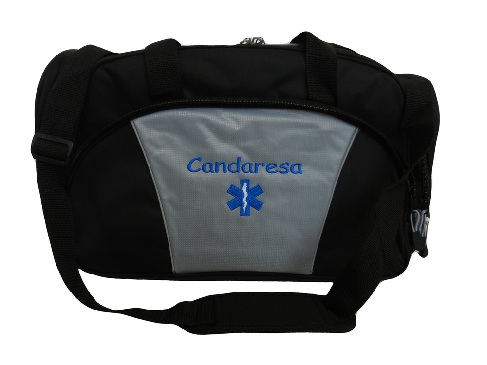 Star of Life GREY DUFFEL Ambulance First Responder EMT EMS Paramedic Medic RN Emergency Hospital Font Style COMIC SANS