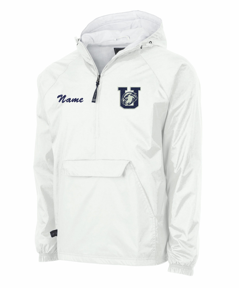 UHS Urbana Hawks Half Zip Pullover Nylon Jacket Charles River Personalization Available WHITE with NAME PERSONALIZATION