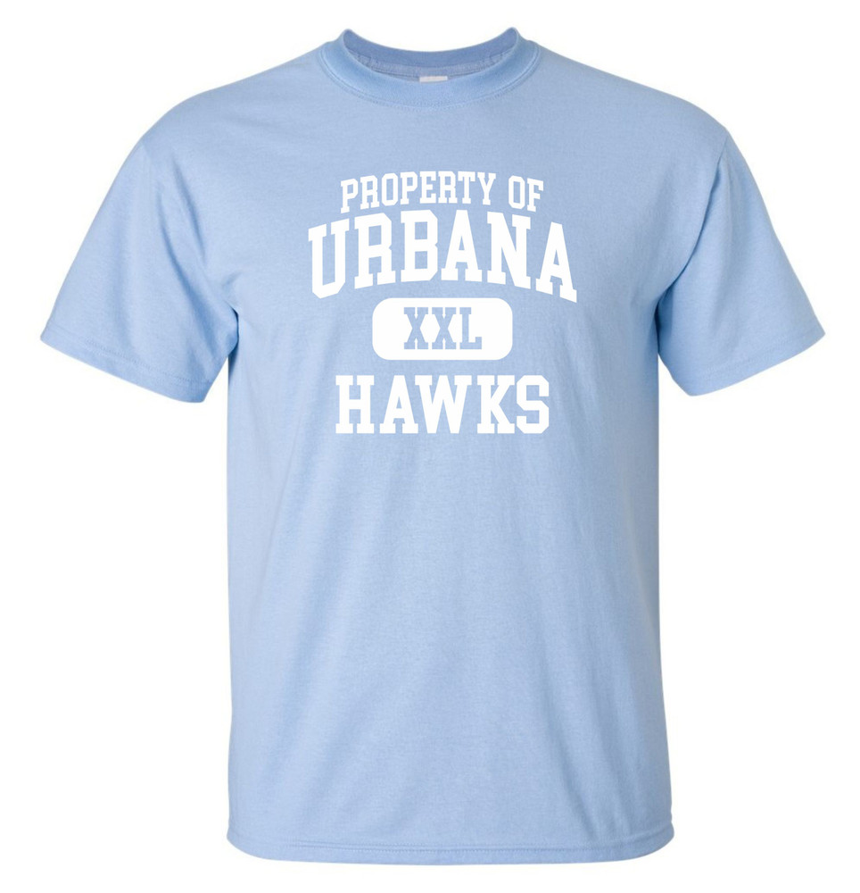 UHS Urbana Hawks T-shirt Cotton Many Colors & Sizes Available LT BLUE-WHITE PRINT