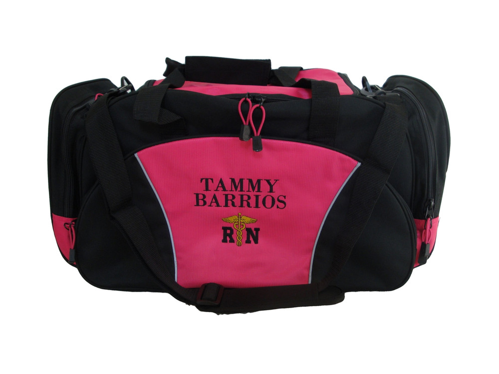 Caduceus HOT PINK DUFFEL RN Medical Ambulance First Responder EMT EMS Paramedic Medic RN Emergency Hospital Font Style BODINI