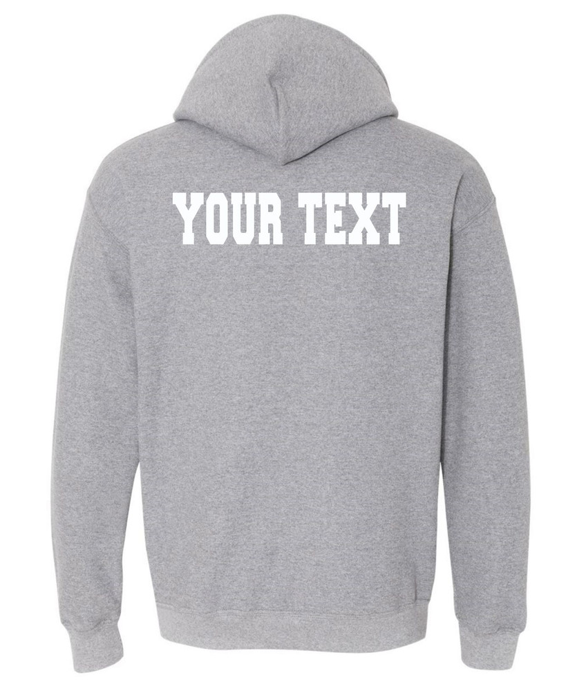 IVYMOUNT SCHOOL Cotton Hoodie Sweatshirt Many Colors Available SZ S-3XL SPORTS GREY PERSONALIZATION-WHITE PRINT