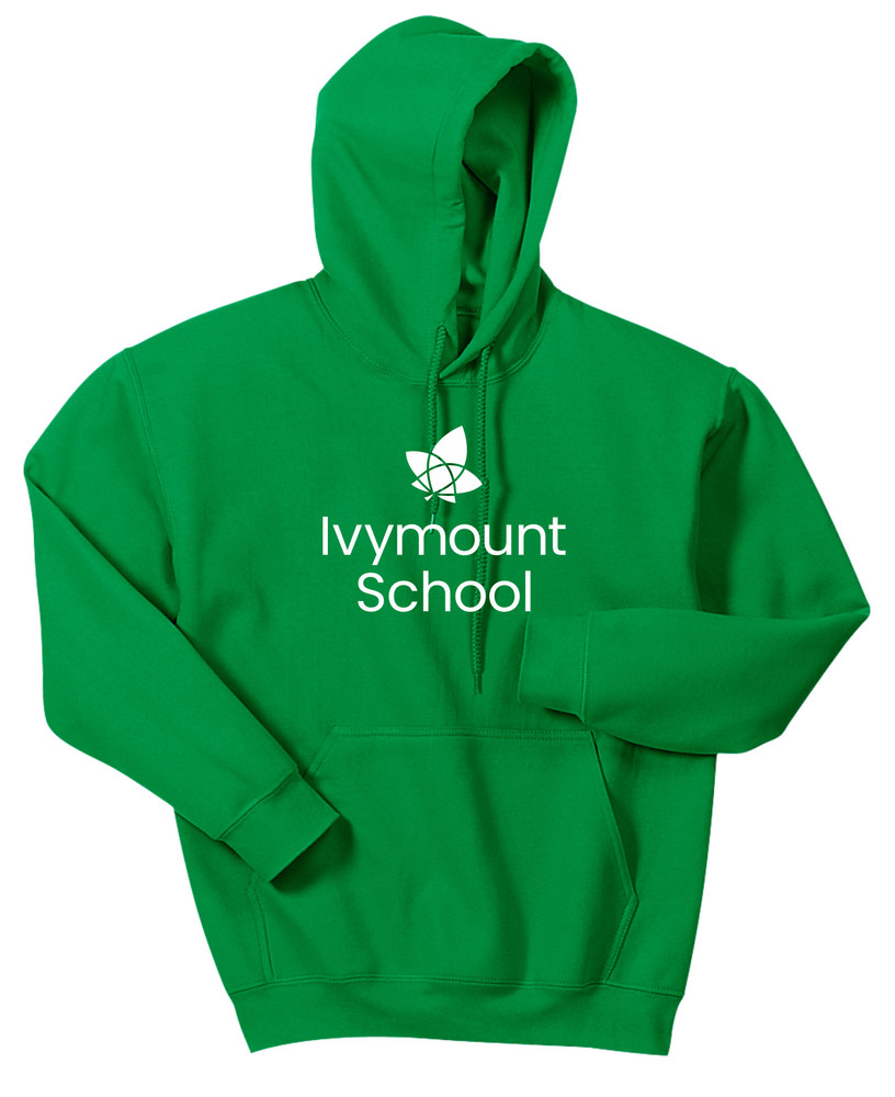 IVYMOUNT SCHOOL Cotton Hoodie Sweatshirt Many Colors Available SZ S-3XL   IRISH GREEN WHITE PRINT