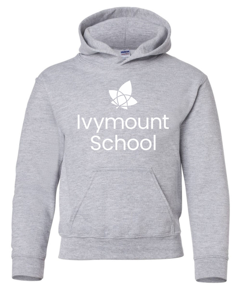 IVYMOUNT SCHOOL Cotton Hoodie Sweatshirt Many Colors Available YOUTH SZ S-XL   SPORTS GREY-WHITE PRINT