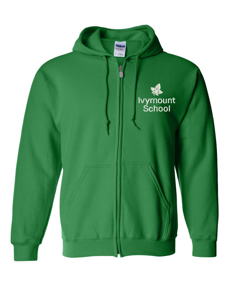 IVYMOUNT Cotton Zippered Hoodie Sweatshirt GILDAN Many Colors Available SZ S-3XL   IRISH GREEN