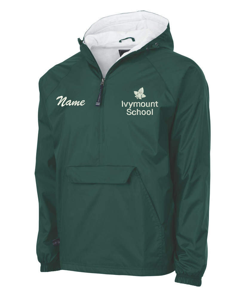 IVYMOUNT SCHOOL Half Zip Pullover Nylon Jacket Charles River Personalization Available UNISEX Size S-3XL  FOREST