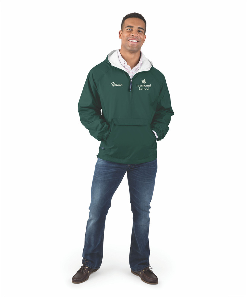 IVYMOUNT SCHOOL Half Zip Pullover Nylon Jacket Charles River Personalization Available UNISEX Size S-3XL FOREST MODEL