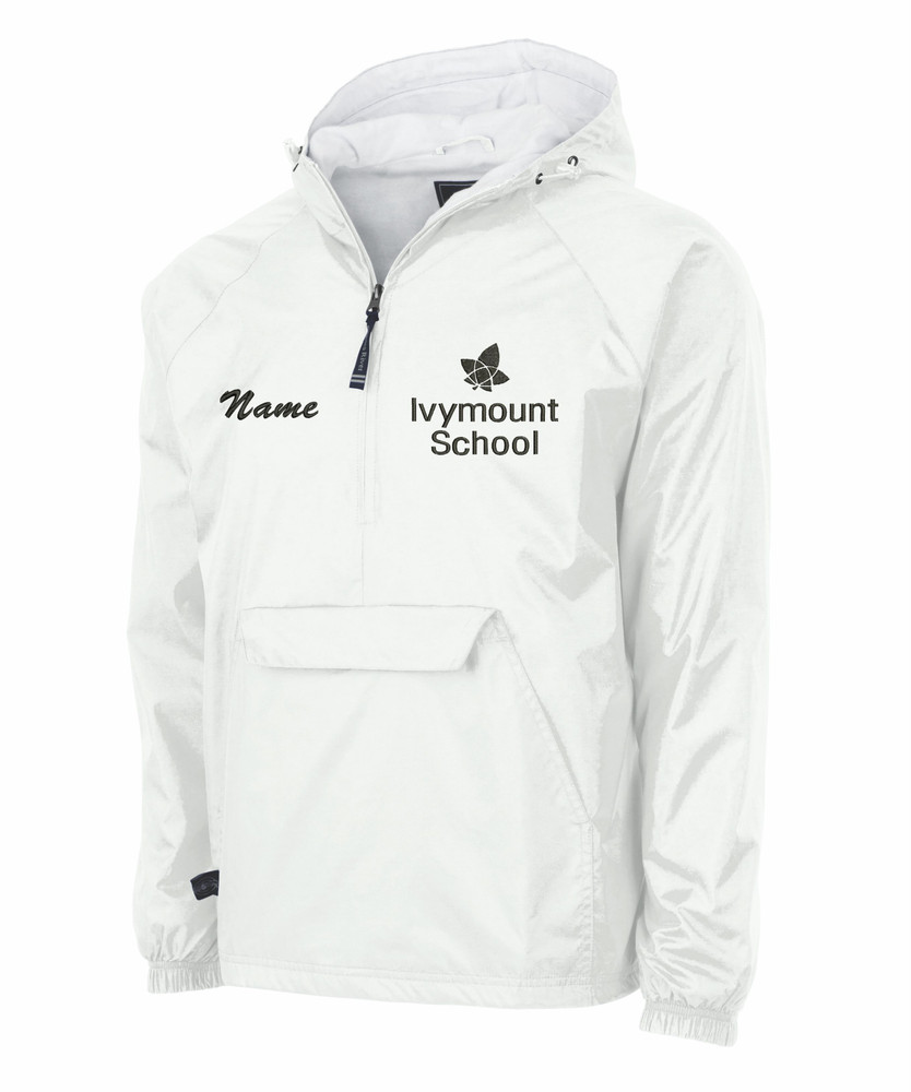 IVYMOUNT SCHOOL Half Zip Pullover Nylon Jacket Charles River Personalization Available UNISEX Size S-3XL  WHITE