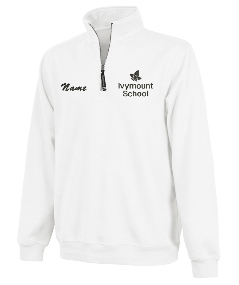 IVYMOUNT SCHOOL Qtr Zip CHARLES RIVER Crosswinds Cotton Pullover Personalization Available Many Colors Available SZ S-4XL  WHITE