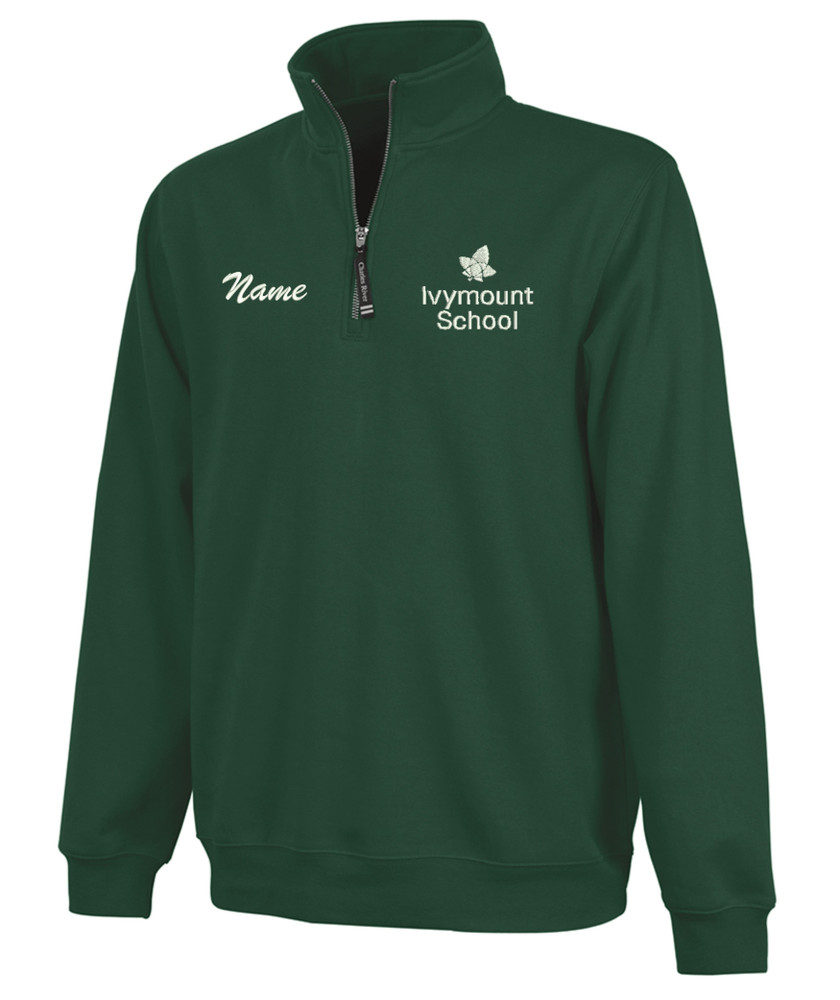 IVYMOUNT SCHOOL Qtr Zip CHARLES RIVER Crosswinds Cotton Pullover Personalization Available Many Colors Available SZ S-4XL FOREST