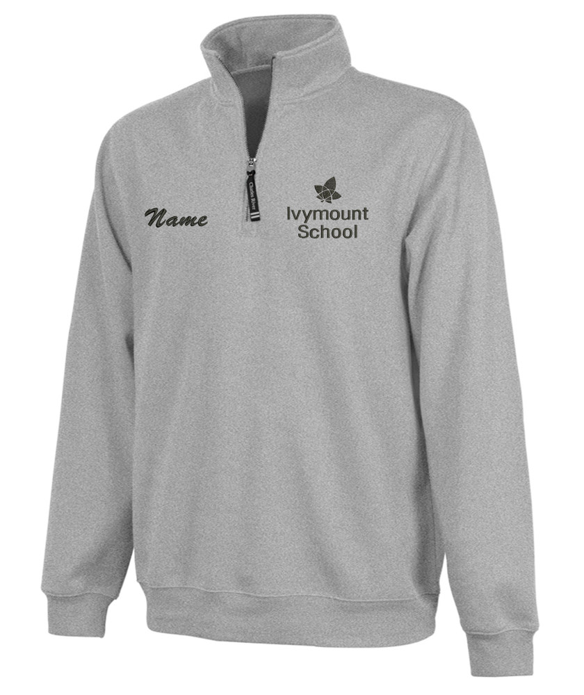 IVYMOUNT SCHOOL Qtr Zip CHARLES RIVER Crosswinds Cotton Pullover Personalization Available Many Colors Available SZ S-4XL OXFORD HEATHER