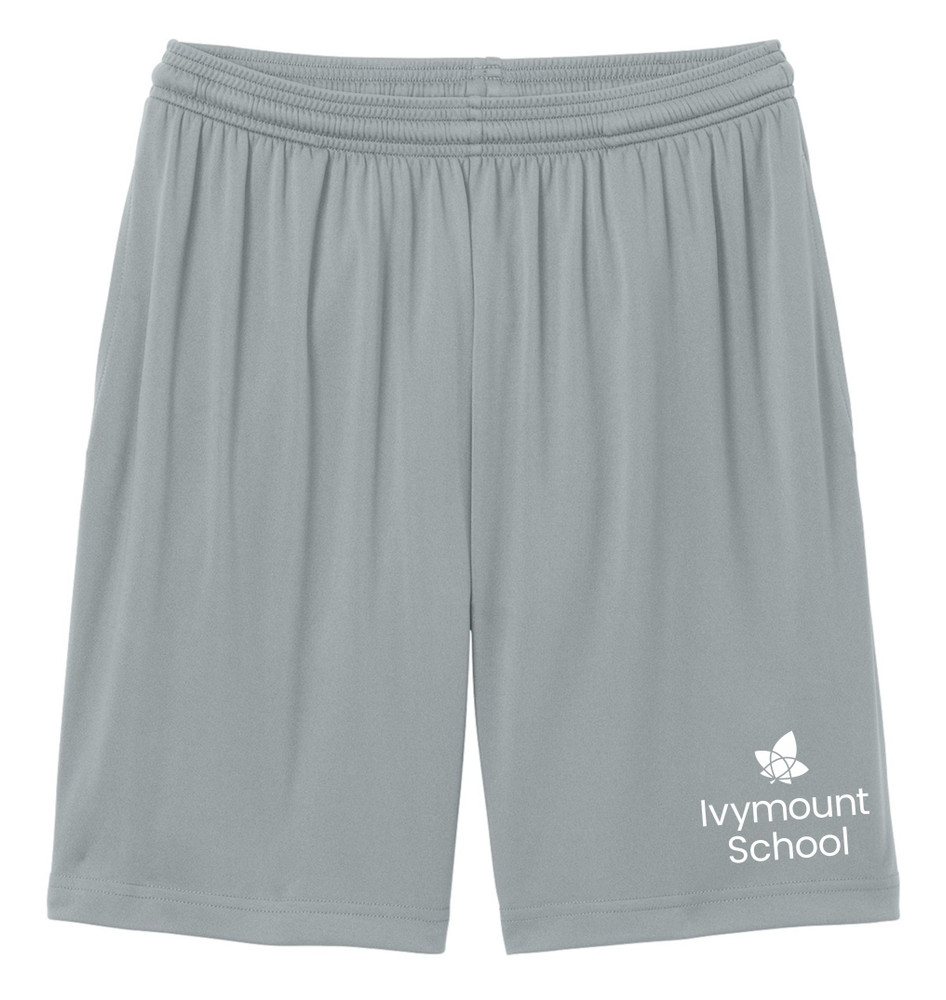 IVYMOUNT SCHOOL Sport Tek Shorts Performance 7"with Pockets Many Colors Available SZ S-3XL SILVER