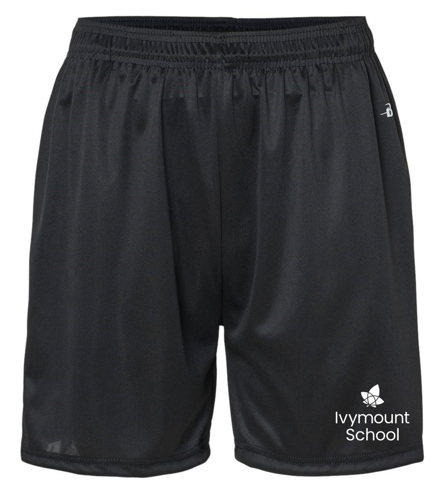 IVYMOUNT SCHOOL Badger Shorts Performance 5"with Pockets Black or Granite Color SZ S-4XL  BLACK