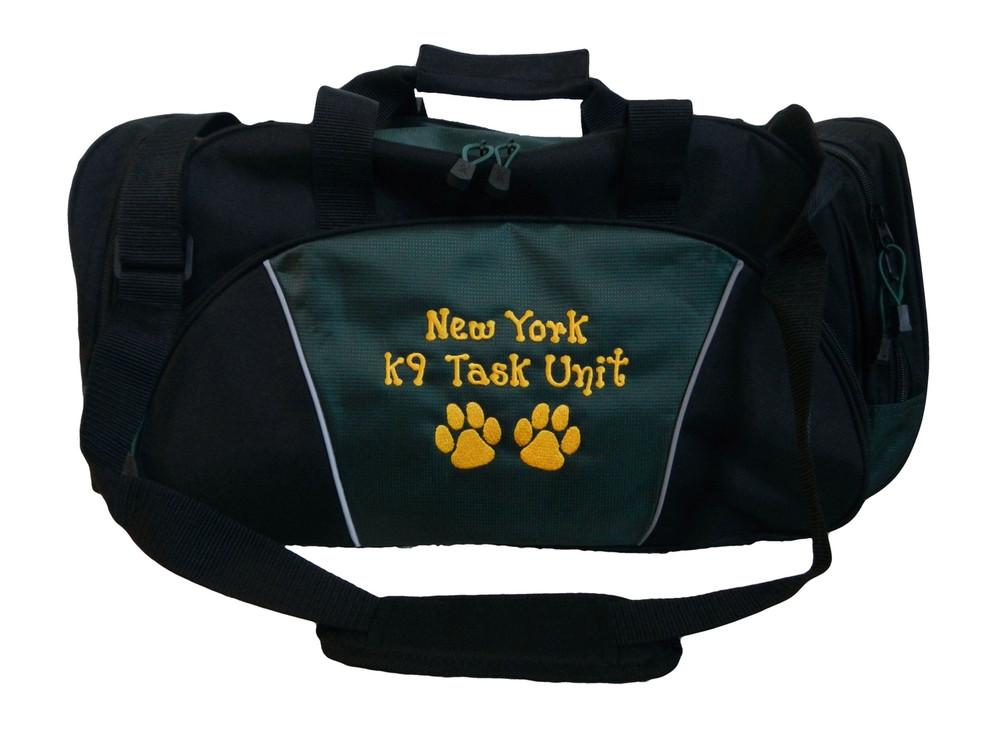 Paw Prints Vet Tech Personalized Embroidered HUNTER GREEN DUFFEL Font Style DOTS