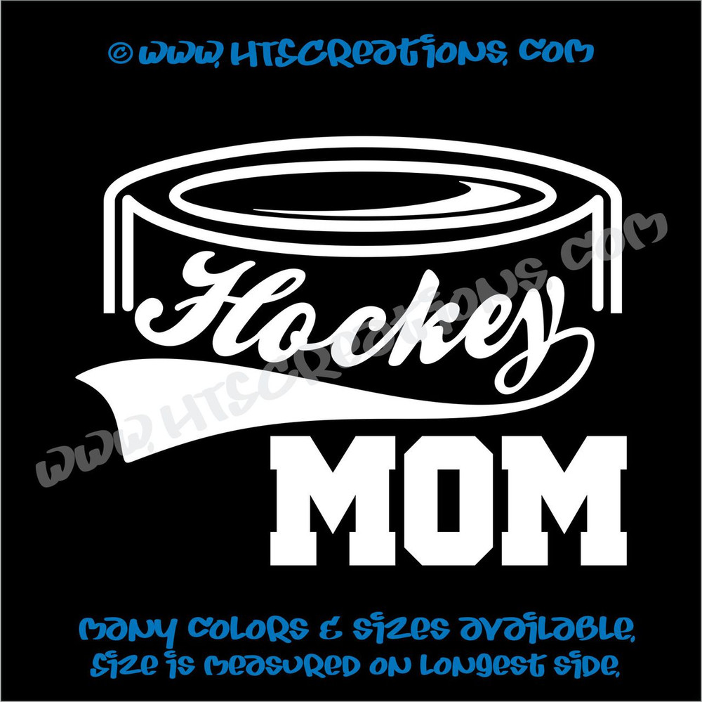 Ice Hockey Puck Mom Vinyl Decal WHITE