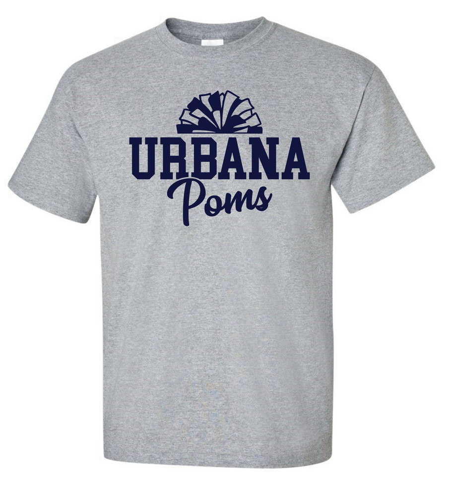 Urbana Hawks POMS Varsity T-shirt Cotton Many Colors Available YOUTH Sz S-XL SPORT GREY