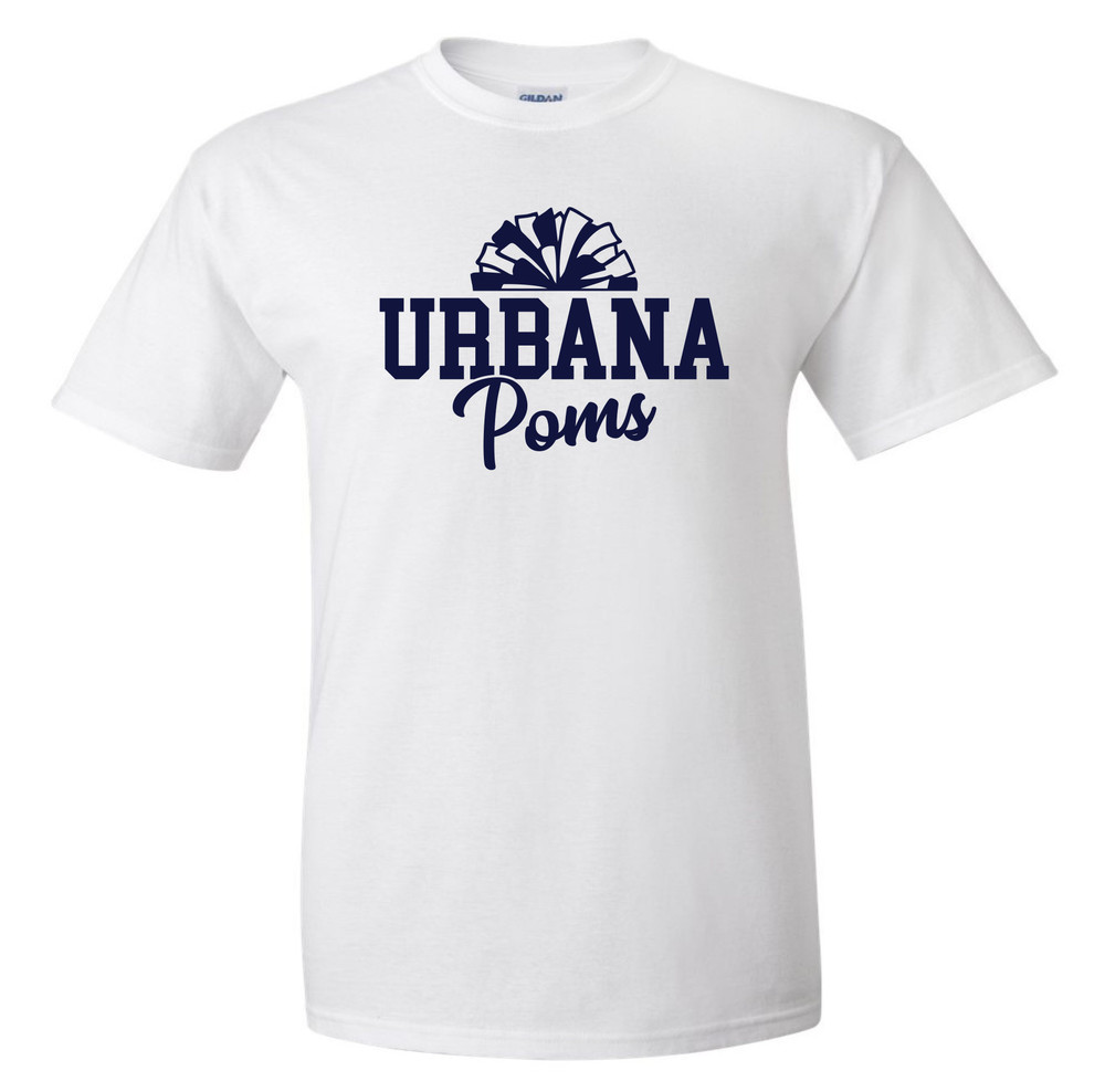Urbana Hawks POMS Varsity T-shirt Cotton Many Colors Available YOUTH Sz S-XL WHITE