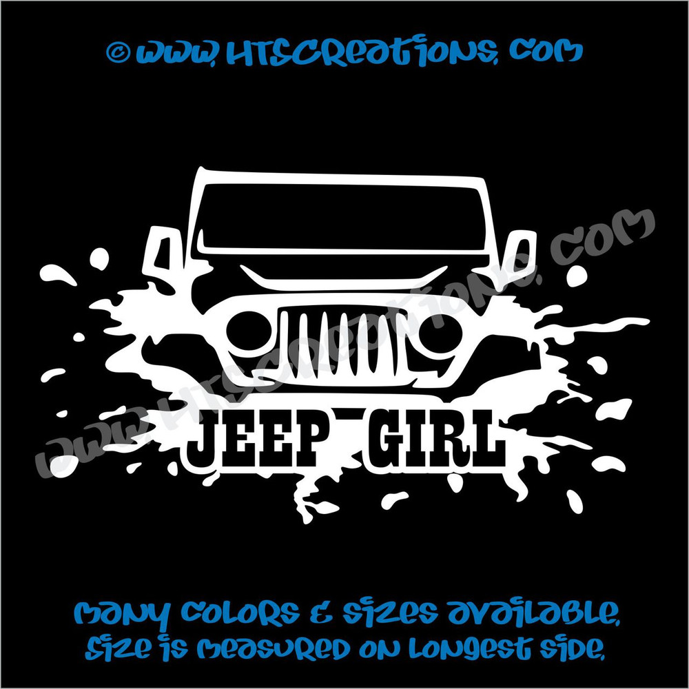 Jeep Girl Off Road Mudding 4x4 Vinyl Decal WHITE