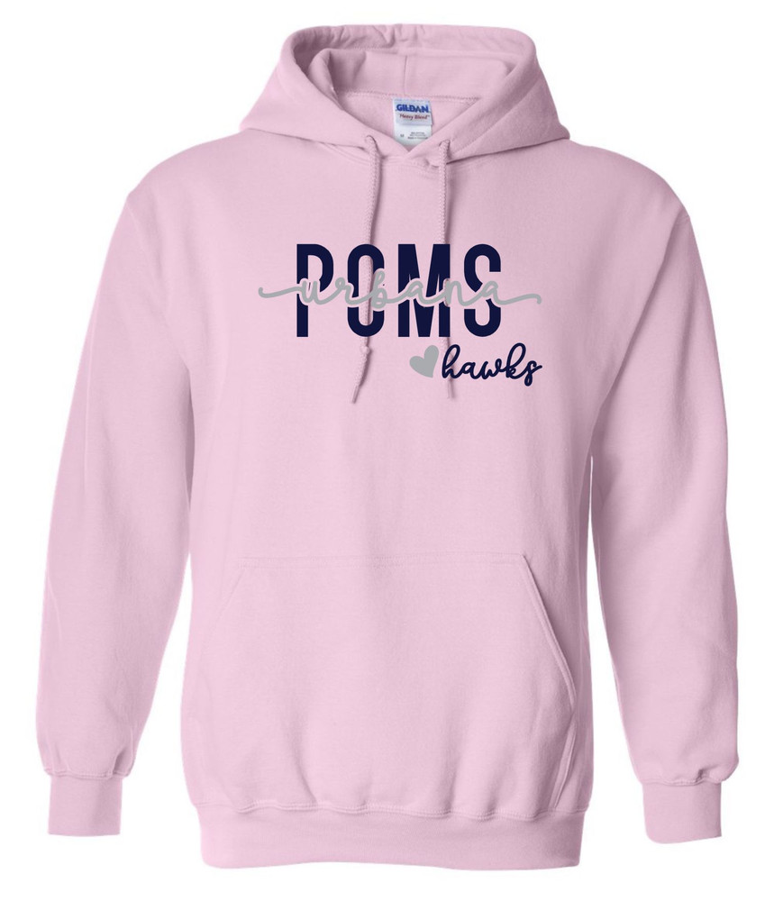 Urbana Hawks POMS Cotton Hoodie Sweatshirt Many Colors Available SZ S-3XL LT PINK