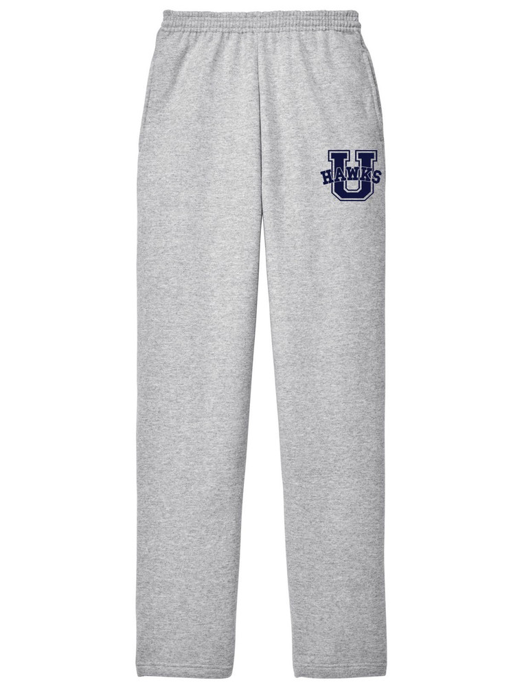 Urbana Hawks POMS Sweatpants Cotton OPEN BOTTOM with Pockets SIZE S-3XL Ash