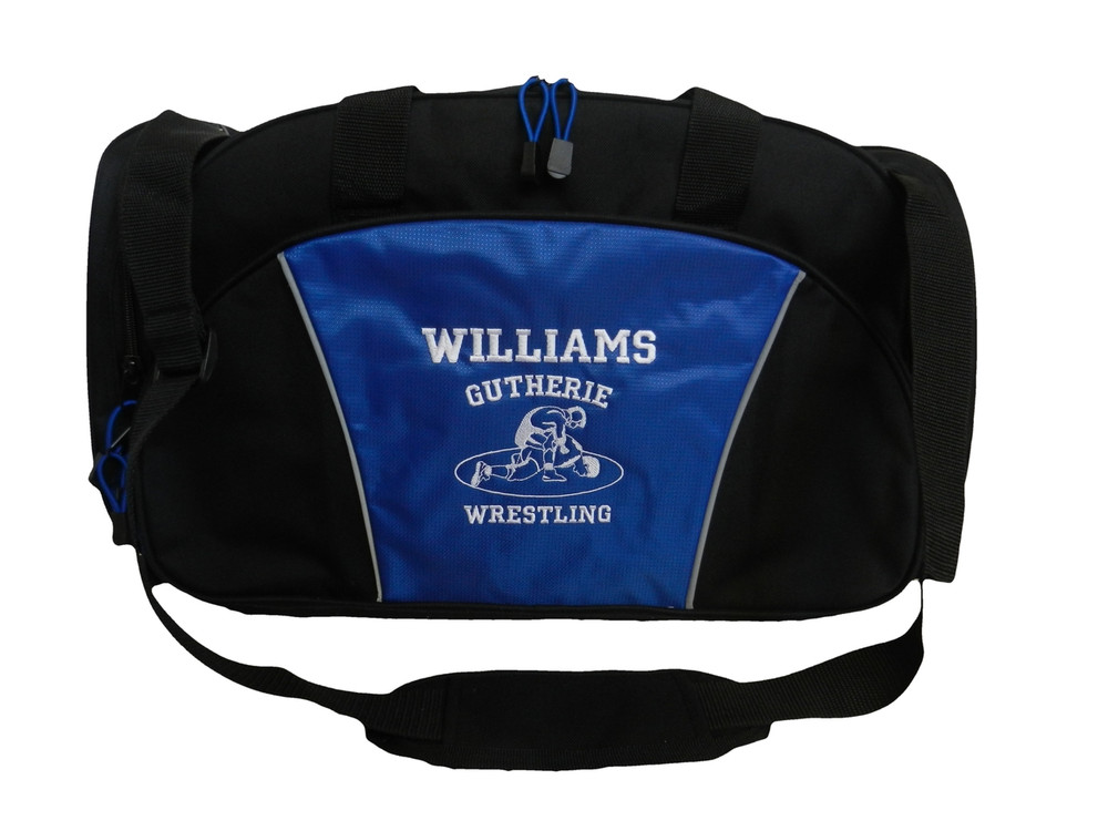 Wrestling Wrestlers Coach Mom Team Personalized Embroidered RED DUFFEL Font Style VARSITY