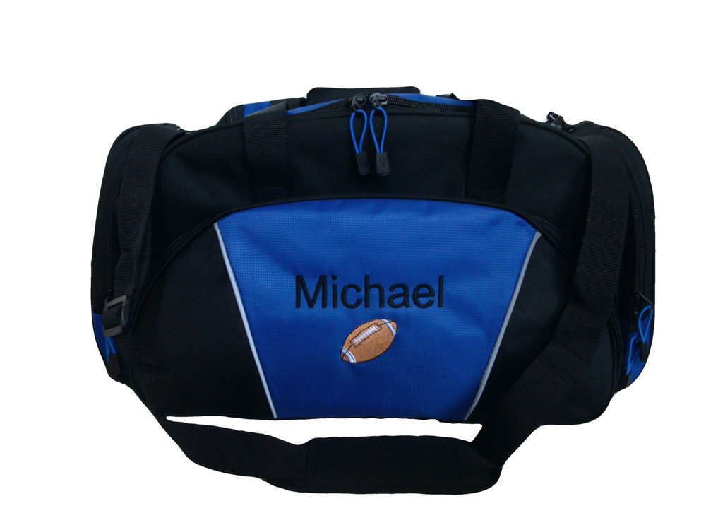 Football Coach Mom Team Personalized Embroidered ROYAL BLUE DUFFEL Font Style ARIAL