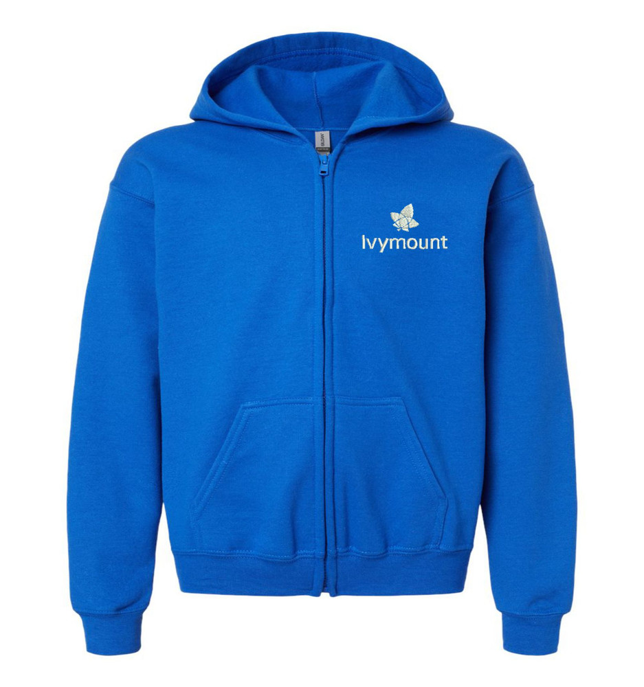 IVYMOUNT Cotton Zippered Hoodie Sweatshirt Port & Co SZ XS-XL YOUTH ROYAL BLUE