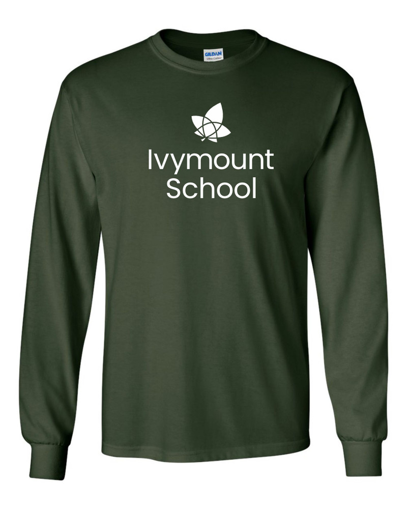 IVYMOUNT SCHOOL T-shirt Cotton LONG SLEEVE Many Colors Available SZ S-3XL FOREST GREEN