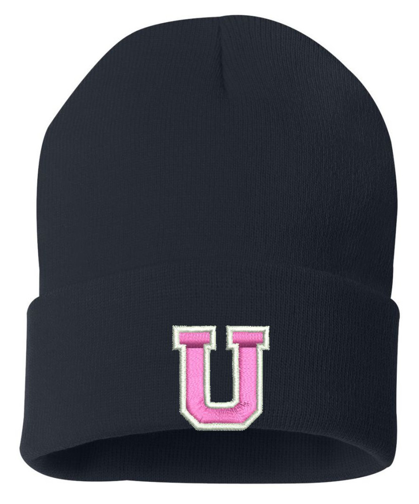 URBANA HAWKS LACROSSE Pink U Knit Beanie Hat Many Colors Available  NAVY