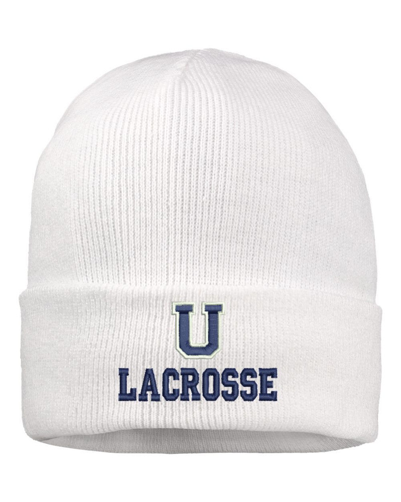 URBANA HAWKS LACROSSE Knit Beanie Hat Many Colors Available WHITE