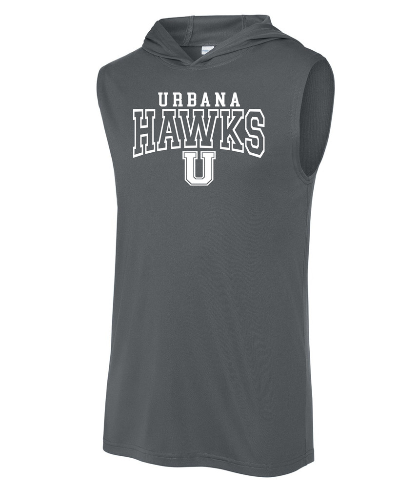 Urbana Hawks LACROSSE Sport Tek Hoodie Performance Sleeveless T-shirt Many Colors Available Sz S-2XL IRON GREY