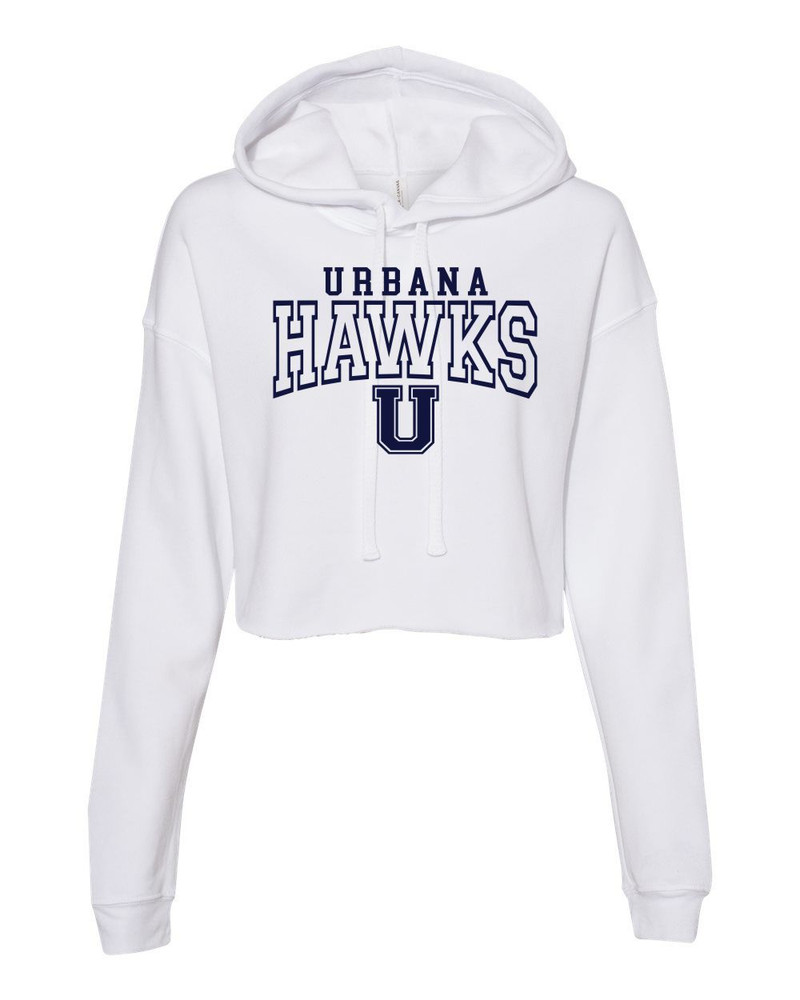 Urbana Hawks LACROSSE Cotton Hoodie Cropped Fleece LADIES Sweatshirt Many Colors Available SZ S-2XL WHITE