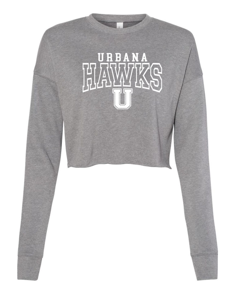 Urbana Hawks LACROSSE Cotton CREWNECK Cropped Fleece LADIES Sweatshirt Navy or Grey Available SZ S-2XL DK HEATHER